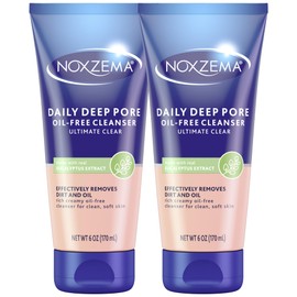 Noxzema Daily Face Wash, Oil-Free Deep Pore Cleanser 2-Pack – Ultimate Clear Skin Care, Oil, Dirt & Makeup Remover, 6 Oz Ea