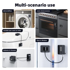 Child Proof Fridge Locks with 4 Code Password, Refrigerator Combination Latch for Kids, Toddlers and Adults, Baby Proofing Freezer Door Lock for Cabinets and Drawers, Oven, Windows (2 Pack-Black)