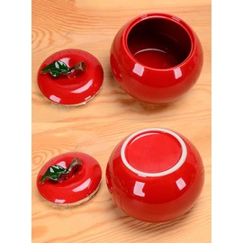 Mozacona Ceramic Apple Shape Container Sugar Bowl Candy Dish Food Storage Jar with Lid