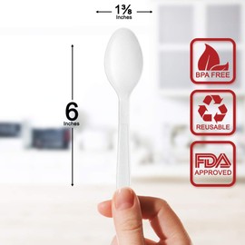 BluShine 400 Pack Extra Heavyweight Disposable White Plastic Tea Spoons- Heavy Duty White Cutlery-Utensils, Parties, Dinners, Catering Services, Family Gatherings