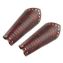 HZMAN Dragonscale Bracers Genuine Leather Dragon Knight Gauntlet Wristband Wide Bracer Arm Armor Cuff