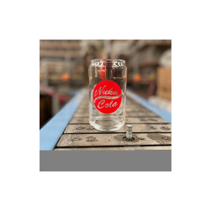 Nuka-Cola 16oz Can Glass, Screen Printed, Nucleation at Bottom