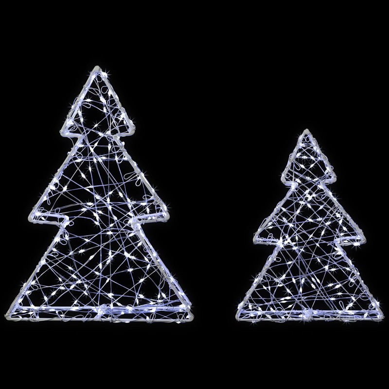LED Lighted Wire Christmas Tree Decorations - 14" - White