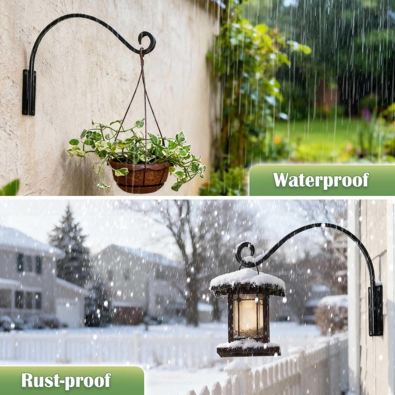 Lifyzoon Heavy Duty Plant Hanger Bracket - Outdoor Hand-Forged Hanging