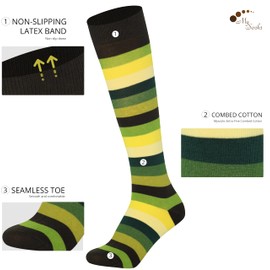 Mysocks Unisex Knee High Stripe Socks Stripe Multi Green 4-7