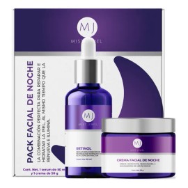MIST JEWEL | Pack facial de noche con serum retinol 50ml y crema nocturna 50g para hombres y mujeres reparación y renovación | Paquete cuidado facial de suero + crema reparadora e hidratante