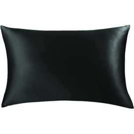 Mulberry Silk Pillowcase – 22 Momme (6A Grade) – Static and Friction Free for Skin and Hair Health - 50 x 70cm – Machine Washable – Zip Closure (Black)