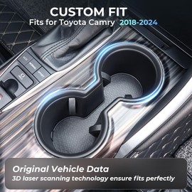 KATORN Center Console Cup Holder Inserts for Toyota Camry 2024 2023 2022 2021 2020 2019 2018, Interior Accessories TPE Car Cup Holder for 2018-2024 Camry, Black