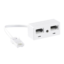 BT Telephone Splitter 2 Way, UK Telephone Splitter, RJ11 Male Plug to Dual Female Socket Extender, Phone Socket Splitter for Landline Fax Modem, Stable Connection No Installation Required, White