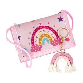 MHwan Children's Neck Pouch, Beautiful Rainbow Wallet with Safety Buckle Against Choking and 7 Independent Storage Compartments, School Enrolment and Birthday Gift for Girls