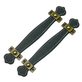 Supvox 2pcs Bumper Handles Zinc Alloy Leather Door Handle Vintage Bumper Handles Suitcase Handles Furniture Handles Bow Handles Door Handle Bar Handle Drawer Handle (Black)