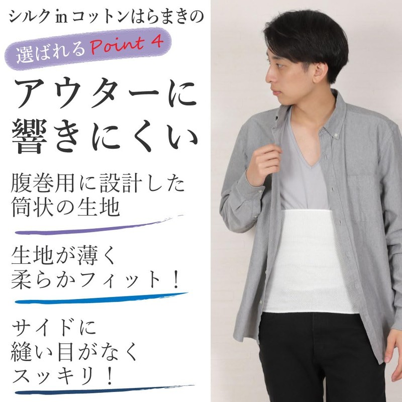 Fuwarism Men's Thin, Silk in Cotton, Haramaki (Made in Japan),