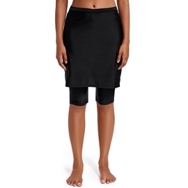 Micosuza Womens Skirted Swim Capris Sun Protective UPF 50+ Swimming Tight with Attached Skirt Sport Leggings