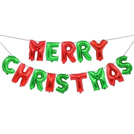 Merry Christmas Balloons, Christmas Letter Aluminum Foil Balloons Banner - Xmas Party Supplies Decorations Home Party Decor