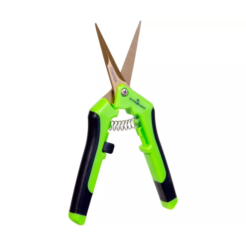 Hydrofarm Precision Pruners, Curved / Straight, Stainless/Tita - Blue Curved