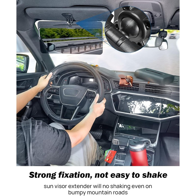 Car Sun Visor with Polarized Glare Protection, Universal Car Sun
