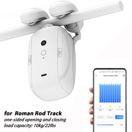 Automatic Curtain Opener, Smart Curtain Opener and Closer with APP and Voice Control Only for Roman Rod Tracks, Compatible with Alexa Google Home Timer Light & Temperature Sensor