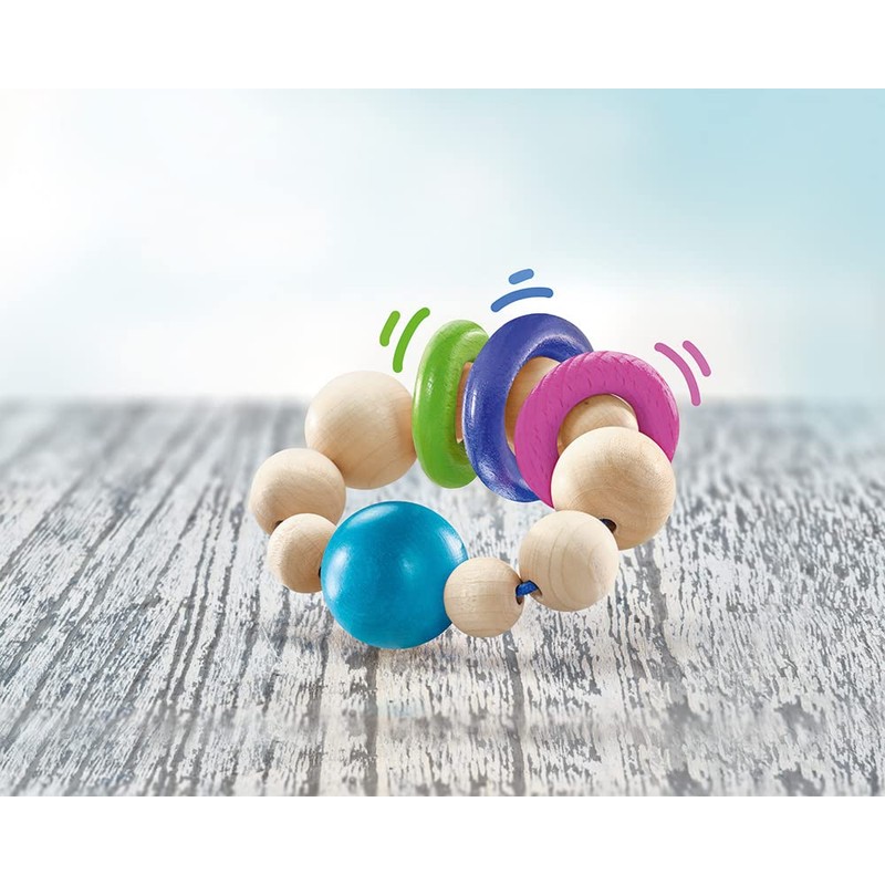 Selecta 61070 Ringellino Rattling Wooden Grasping Toy 8.5 cm Multi-Coloured