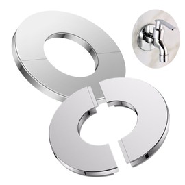 Split Stainless Steel Toilet Flange Escutcheon Plate | Rust-Proof Plumbing Cover Plate | Protective Toilet Flange Cover,2Pcs 34mm/1.34in Diameter, Fits Faucet/HVAC/Vent/Plumbing Pipes (Silver)