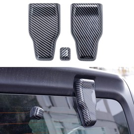 Barong for Jeep Wrangler JL JLU Unlimited Sport Sahara Freedom Rubicon 2-Door and 4-Door 2018-2025 Accessories Rear Tail Door Window Hinge & Rain Wiper Nozzle Cover Trim (Carbon Fiber Pattern)