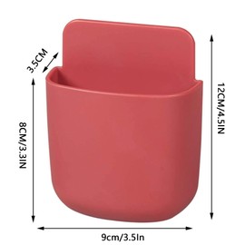 Txibikn Fashion Multifunctional Plastic Remote Control Mounted Box Phone Pen Holder Small ToolHolder Wall Mounted Boxfor Home Office Bedroom School (1Red)