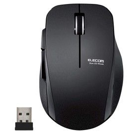 Elecom M-FBL01DBXSBK Wireless Mouse (Receiver Included) M Size, 5 Buttons (Back/Forward Buttons), Quiet, Black