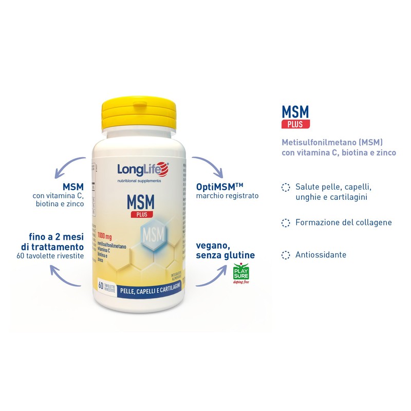 LongLife® MSM Plus | MSM con vitamina C, biotina e