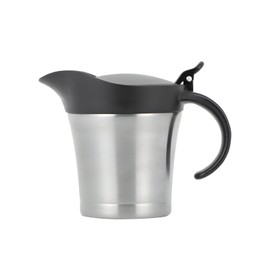Gravy Boat,450ml 304 Stainless Steel Double Layer,Gravy Jug with Hinged Lid,Insulated Gravy Boat Suitable for Home Dining Room Kitchens（Black）