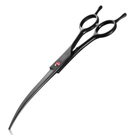 JASON 7.5" Dog Grooming Scissor - Professional Down-curved Shear with Ergonomic Handle Japanese Stainless Steel Hair Scissor for Dogs, Cats and Other Pets, Sharp (Down-curved, Black) Christmas Gift