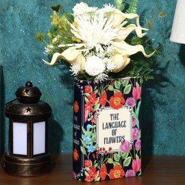 Ninehaoou Large Book Shaped Flower Vase 8 x 5.3 Inch Ceramic Plant Pot Book Flower Vase Bookshelf Decoration Reader Lovers Gifts for Women Mother Home Office Decor(Vintage,1 Pcs)