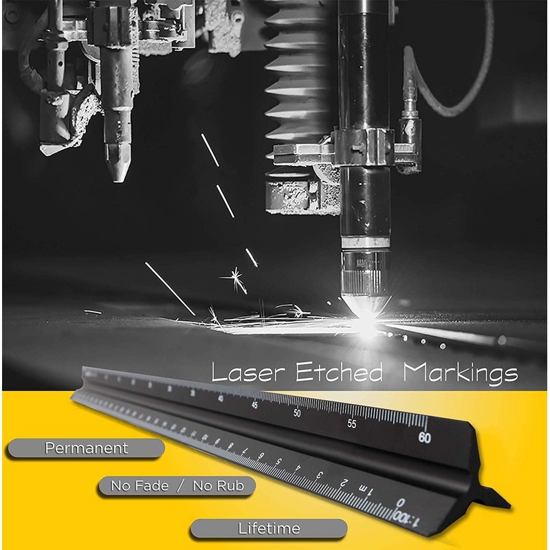 Triangular Scale - 30cm Length Aluminium Ideal for Architects, Engineers,