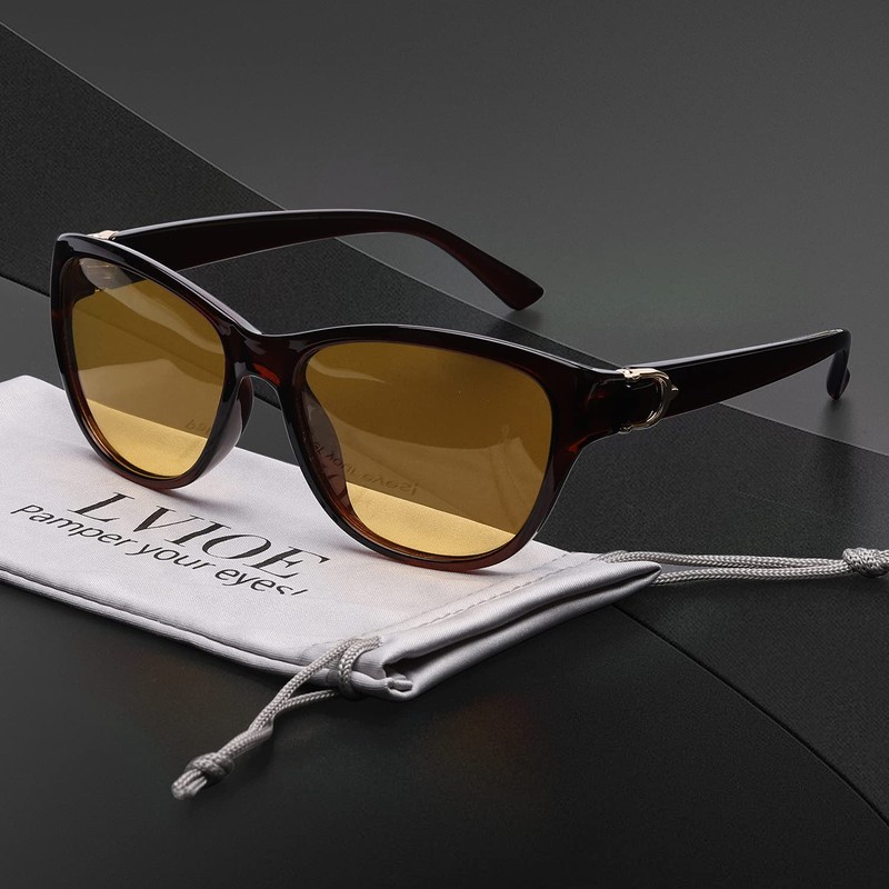 LVIOE Night Driving Glasses for Women Polarized Anti Glare Yellow