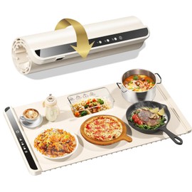 Food Warming Mat - 5s Rapid Heating Electric Warming Tray with 3 Temp Setting, Easy to Clean, Foldable Sillicon Warming Mat for Food, for Buffet, for Party, for Thawing