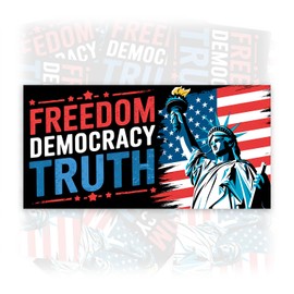 Freedom Democracy Truth FDT | Bumper Sticker or Car Magnet | Foxtrot Delta Tango Statue of Liberty Patriotic Magnetic Bumper Decorations for Cars [7.5x3.75]