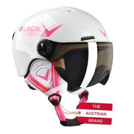 Black Crevice Leogang Children's Visor Helmet, White Shiny/Pink, 48-52 cm