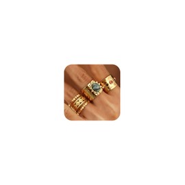 Gold Chunky Stackable Ring Stone Accent Statement Jewelry for Everyday