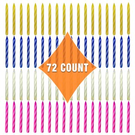 By The Cup Birthday Candles, 3-24 Count Packs in Pink, White, Blue, and Yellow (Pack of 72)