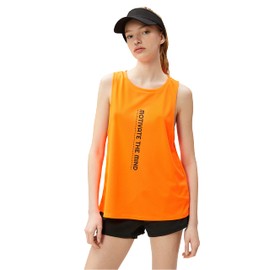Koton Women's Cut Out Back Printed Sports Tank top Shirt, Neon Orange (Ny3), XS
