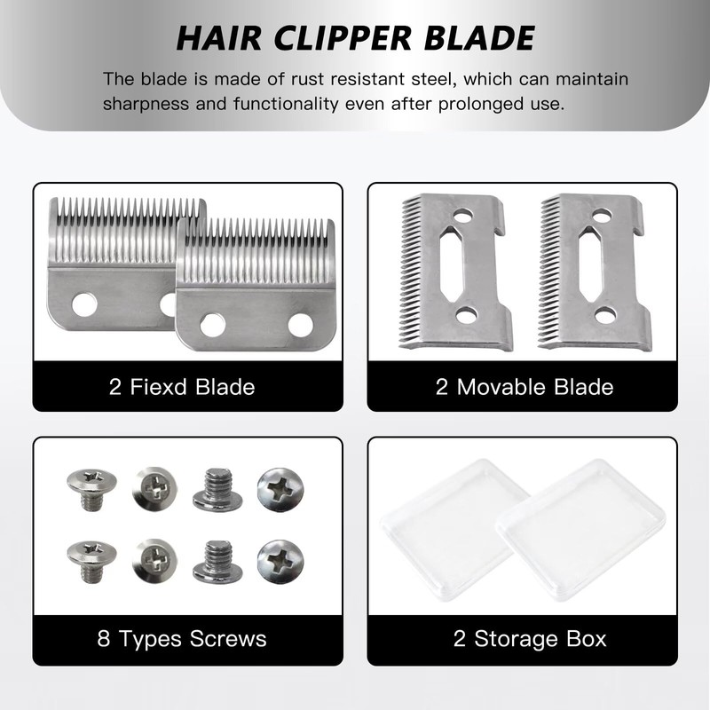 Upgraded Steel Hair Clipper Blades 2 Pack for Wahl ElitePro/ExtremeGripPro/