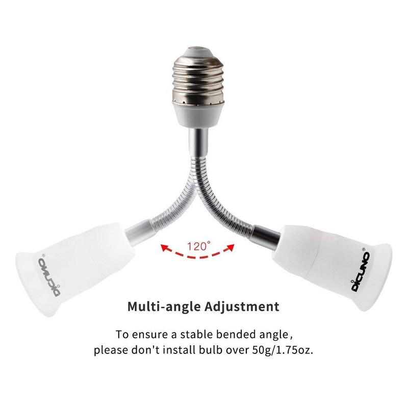 DiCUNO E26 15.5CM/5.5 Inch Extension Socket Extender Adapter, E26 Flexible