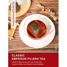 TeeLux Pu-erh Tea Bags, Emperor Puerh Tea, Fermented Yunnan Dark Tea, Smooth & Mellow Flavor, 100 Count