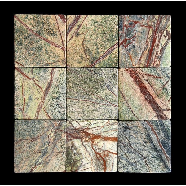 Rainforest Green 4X4 Marble Tumbled Tile