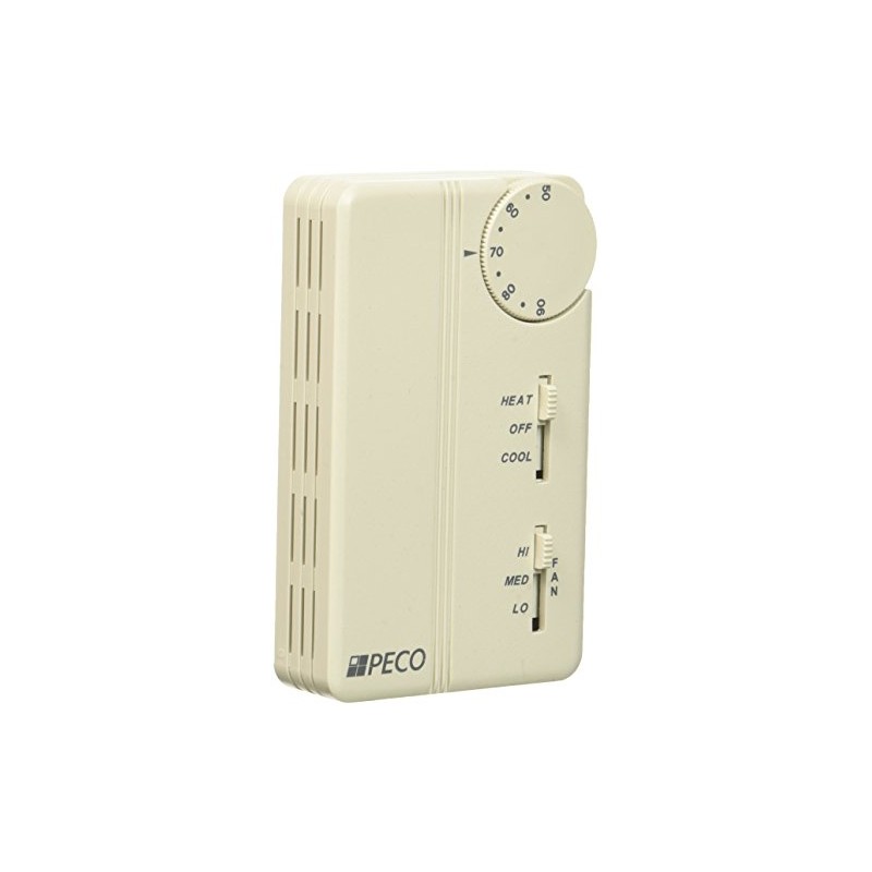 Peco TA167-007 3 Speed Non-Programmable Fan Coil Thermostat, Line Voltage,