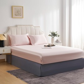 DuShow Fitted Sheet Super King-Deep Pocket Satin Silky Bed Sheet,Breathable Soft and Comfortable-Wrinkle,Fade,Satin and Abrasion Resistant(Super King,Blush Pink)