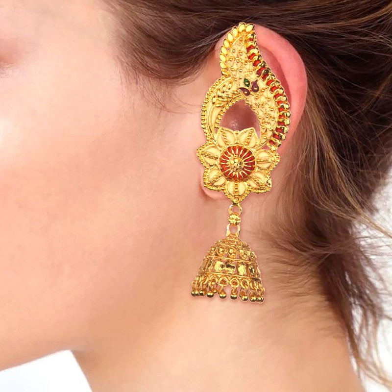 Efulgenz Indian Gold Tone Earrings Chandbali Ethopian Style Jewelry Metal