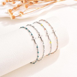 IKIATY Gifts for Teen Girls, Cross Bracelet Christian Religious Gifts for Teenage Girls, Birthday Graduation Valentines Day Christmas Stocking Easter Basket Stuffers for Goddaughter Women