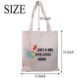PLITI Chicken Tote Bag Chicken Lover Gifts For Women Just a Girl Who Loves Heihei Shoulder Bag(Girl loves Hei TGU)