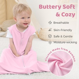 Freelooper Baby Sleep Sack Wearable Blanket, Viscose Made From Bamboo, 0.5 TOG, 12-18 Months, Large, Pink
