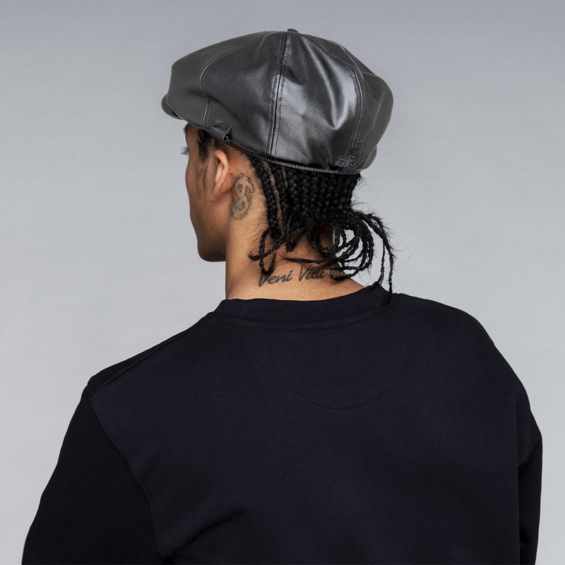 Kangol Faux Leather Cap - Black/M Black, Medium