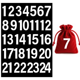 24 Pieces Advent Calendar Numbers Iron on Countdown Numbers Heat Transfer Numbers 1 to 24 Christmas Countdown Numbers DIY Advent Calendar Decorations